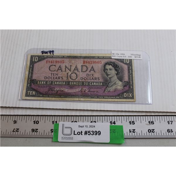 Canadian 1954 $10 Bill