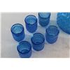 Image 4 : Blue Glass Vintage Decanter Set, Jewelry Stand and Jewelry Box