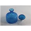 Image 7 : Blue Glass Vintage Decanter Set, Jewelry Stand and Jewelry Box