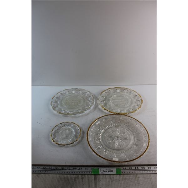 (4) Assorted Decorative Glass Serving Platters 12''