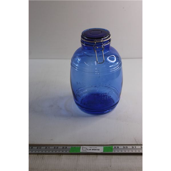 Cracker Barrel Style Blue Glass Jar