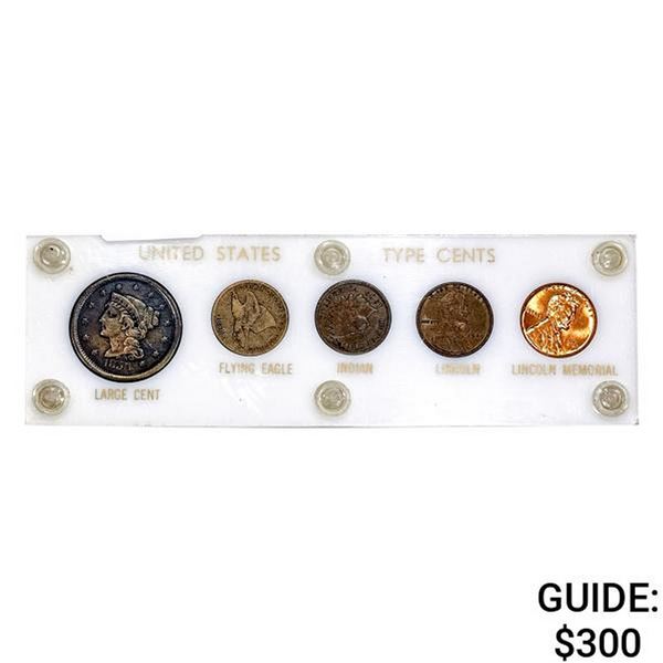 1856-1962 US Type Cents Collection [5 Coins]