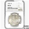 Image 1 : 1925 Silver Peace Dollar NGC MS66