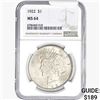 Image 1 : 1922 Silver Peace Dollar NGC MS64