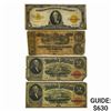 Image 1 : [4] 1917&1922 $2 & $10 Lot of U.S. Currency