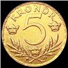 Image 2 : 1920 Sweden 5 Kronor Gold .0646oz AGW CLOSELY UNCIRCULATED