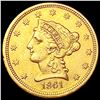 Image 1 : 1861 $2.50 Gold Quarter Eagle UNCIRCULATED