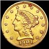Image 1 : 1901 $2.50 Gold Quarter Eagle LIGHTLY CIRCULATED
