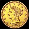 Image 1 : 1891 $2.50 Gold Quarter Eagle CLOSELY UNCIRCULATED