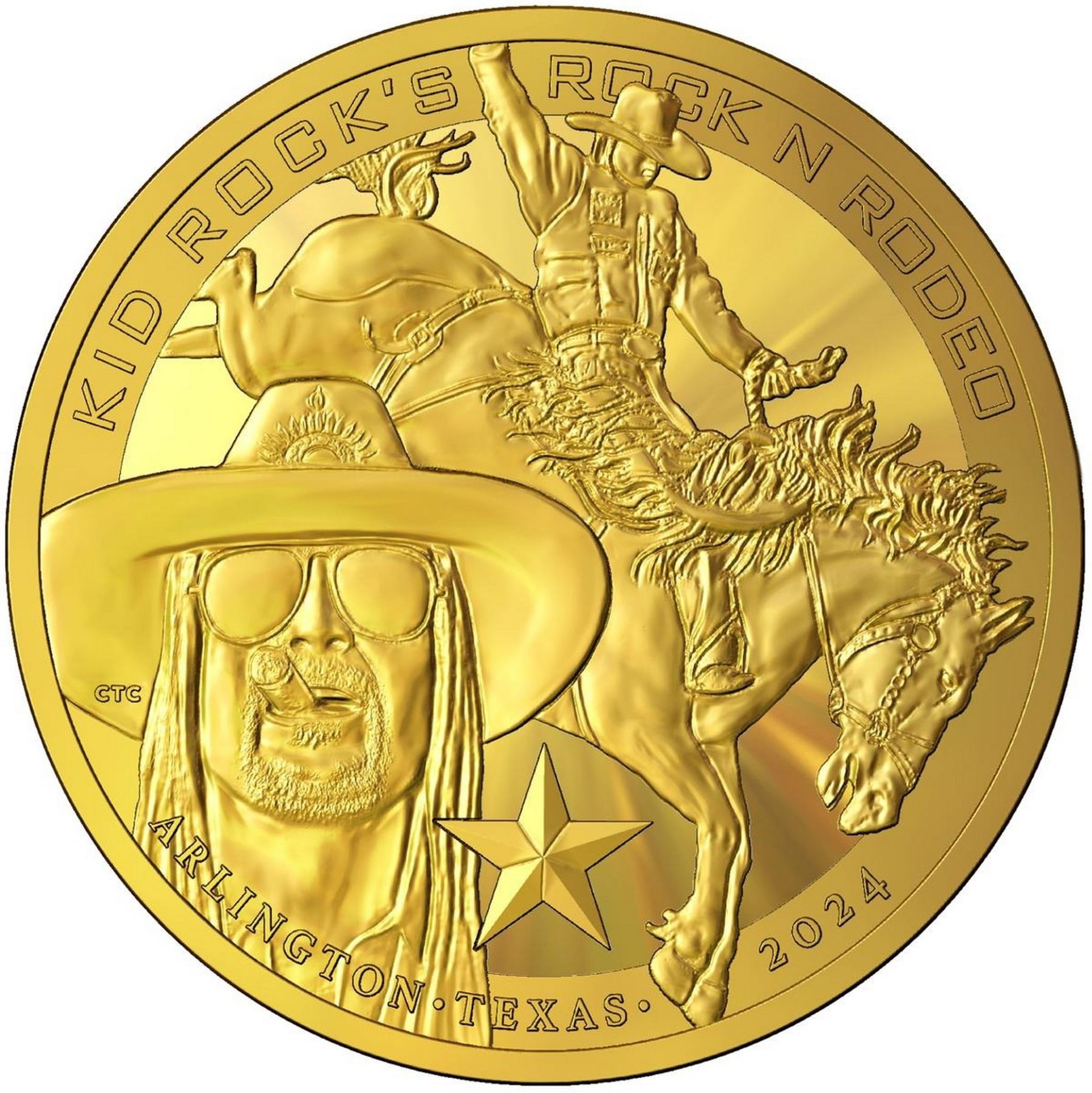 PBR Kid RocknRoll Rodeo 1oz 24K Gold Plated Silver