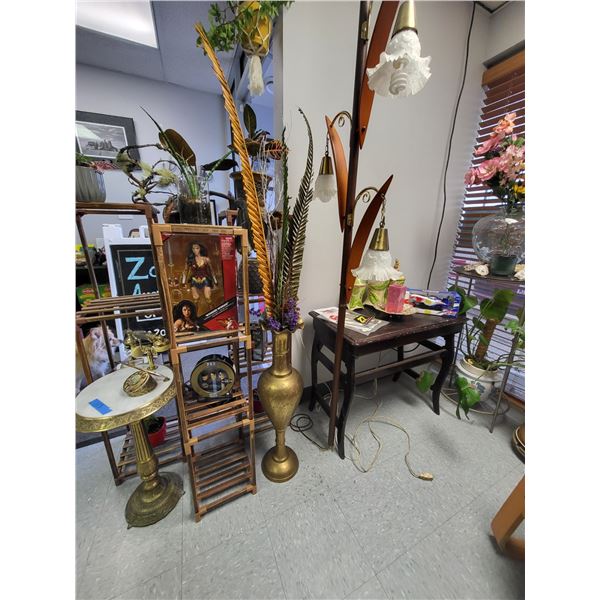 Large Brass Vase with Home Decor - Approx 5+ Feet Tall