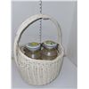 Image 1 : Medium-Large Wicker Basket with 2 Lemon Lidded 2L Jars Made in Italy
