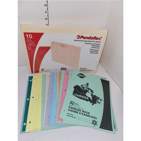 Office or Back To School Kit - File Folders and Many New Lined Notebooks