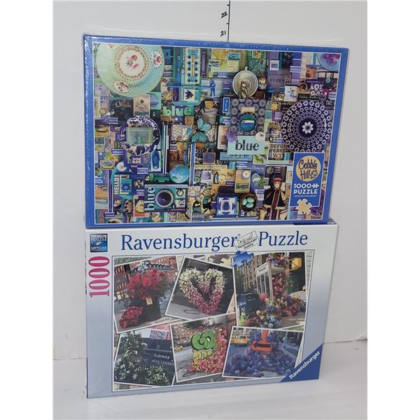 Sealed lot of 2 Ravensburger/Cobble Hills Puzzles 1000 pc