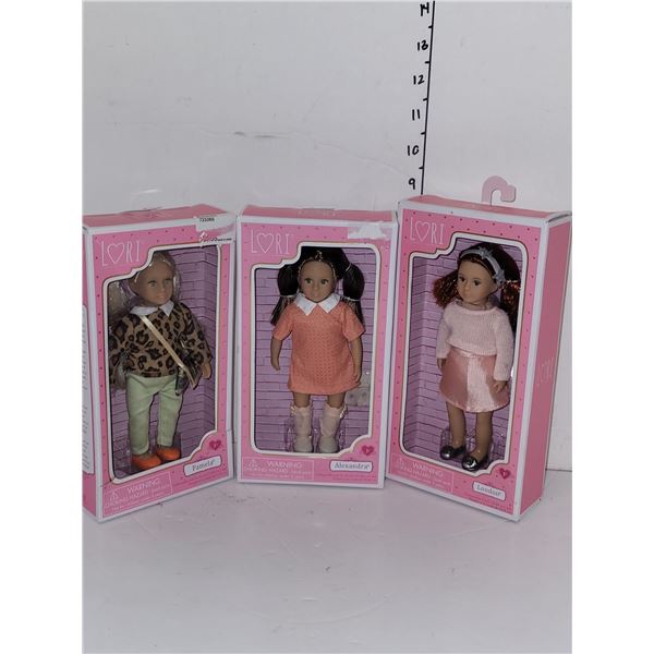 New 3 Lori Dolls Alexandra, London, Pamela Mini 6"