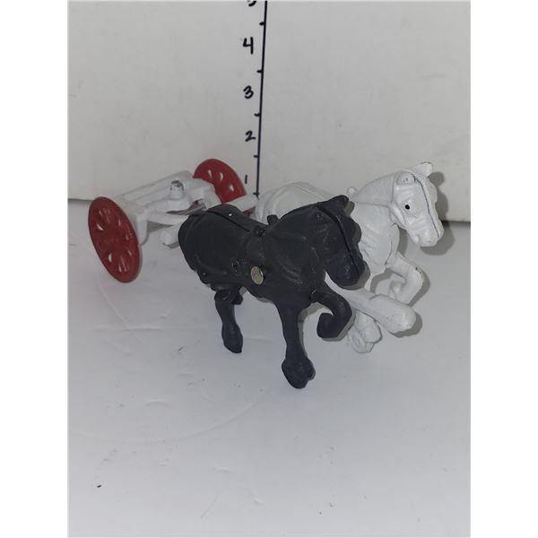 Cast Iron 2 Horse and Part of Stagecoach - Ideal for Parts only, or completeion if you have the stag