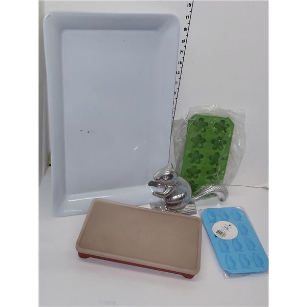 Misc Estate Items - Tupperware, Metal Squireel Nutcracker +