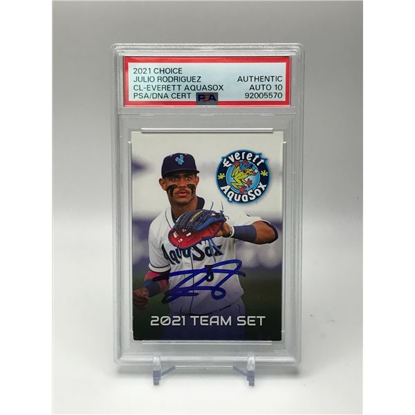 2021 CHOICE JULIO RODRIGUEZ SIGNED PRE ROOKIE CARD (PSA COA)