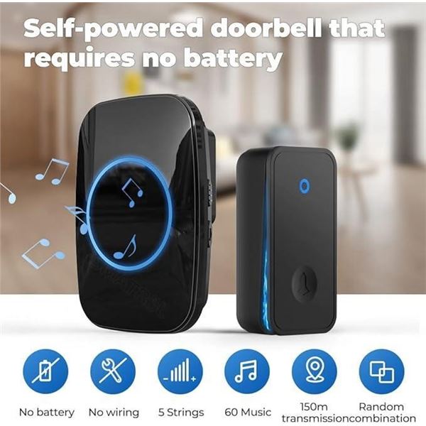 【No Battery Required】SMATRUL Wireless Doorbell Waterproof, Door Bell Chime with 