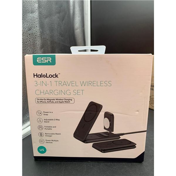 HaloLock 3in1 Travel Wireless Charging Set- On The Go Magnetic Wireless Charging for iPhone, AirPods