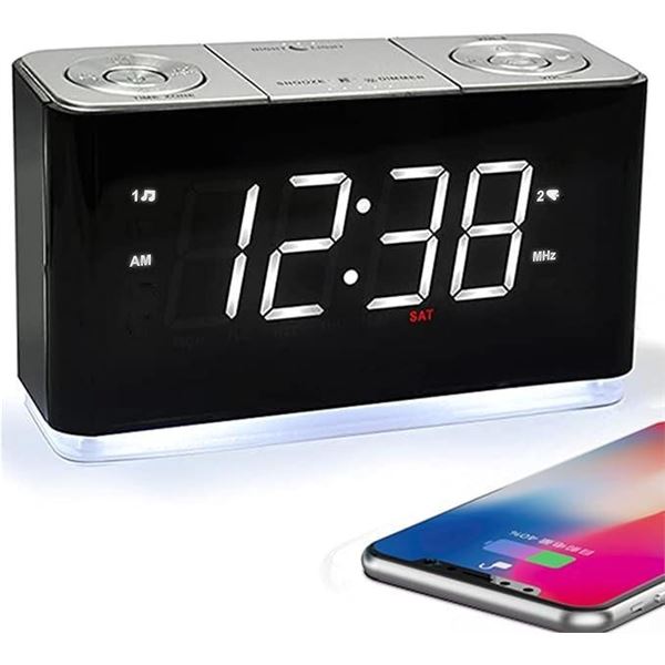 iTOMA Bluetooth Clock Radio, 1.4 inch White LED Display Alarm Clock, FM Radio, Dual Alarm, Cell Phon