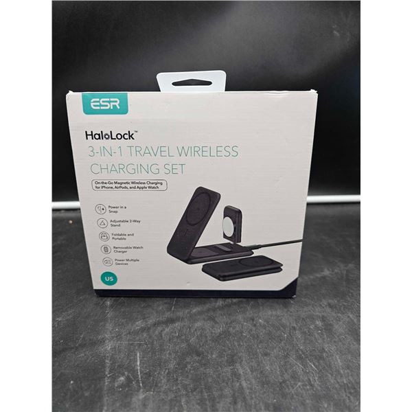 ESR HaloLock 3-in-1 Travel Wireless Charging Set, On-the-go Magnetic Wireless Charging for iPhone, A