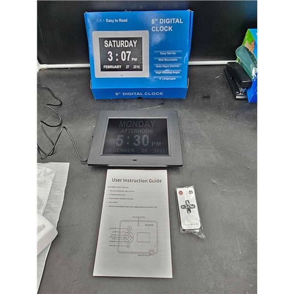 8" Easy Top read Digital Wall Clock and Calander