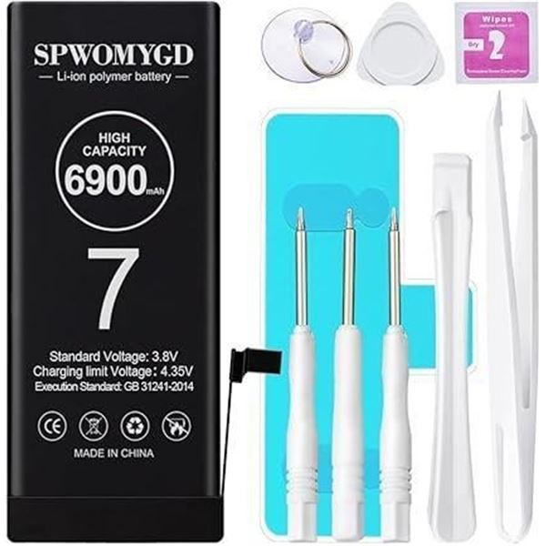 6900mAh Upgraded SPWOMYGD High Capacity Battery for iPhone Model 7 / 7G, 0 Cycle Replacement Battery