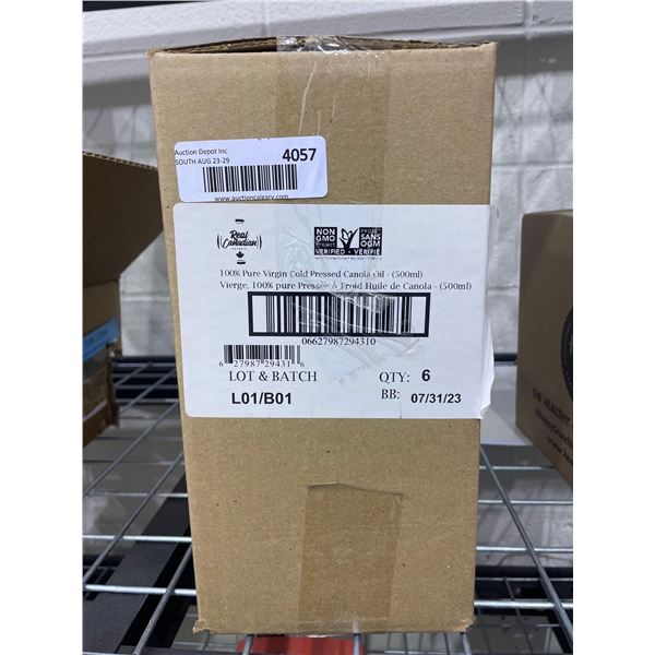 100% Pure Virgin Cold Pressed Canola Oil 6 x 500ml