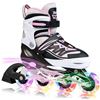 Image 1 : 2PM SPORTS Cytia Pink Girls Adjustable Illuminating Inline Skates with Light up Wheels, Fun Flashing