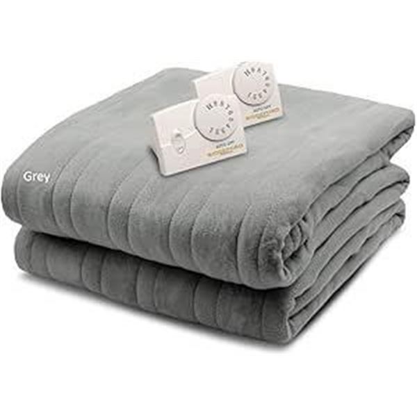 BIDDEFORD BLANKETS Comfort Knit Electric Heated Blanket with Analog Controller, Queen, Grey