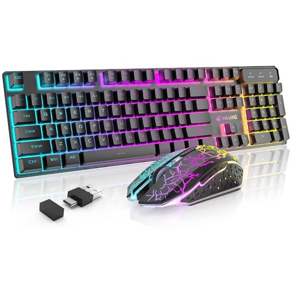Xinmeng RGB Backlit Rechargable Wireless Keyboard & Mouse Set