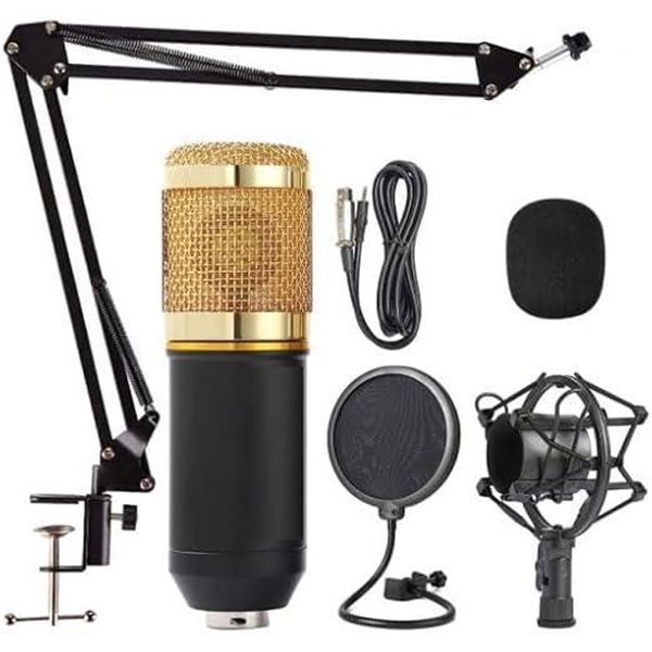 Legendary Vocal Professional Condenser Microphone Kit w/Adjustable Mic, Suspension Scissor Arm, Meta