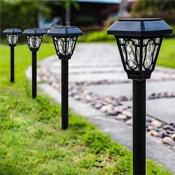 LAMTREE 12 Pack Solar Lights Outdoor Waterproof, 3 Lumens Cool White Led with Cute Pattern, for Path
