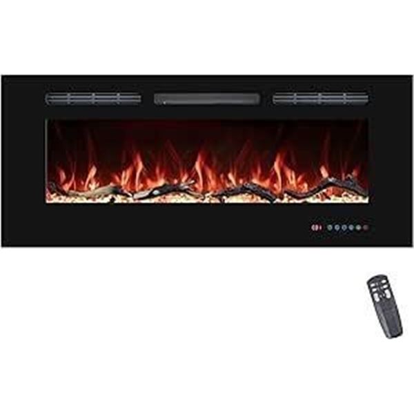 Electric Fireplaces Insert, Recessed & Wall-Mounted Fireplace Heater with Thermostat, Multicolor Fla