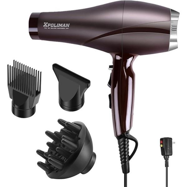 Xpoliman Blow Dryer with Diffuser, 2000 Watt Professional Salon Ionic Hair Dryer for Women with Comb