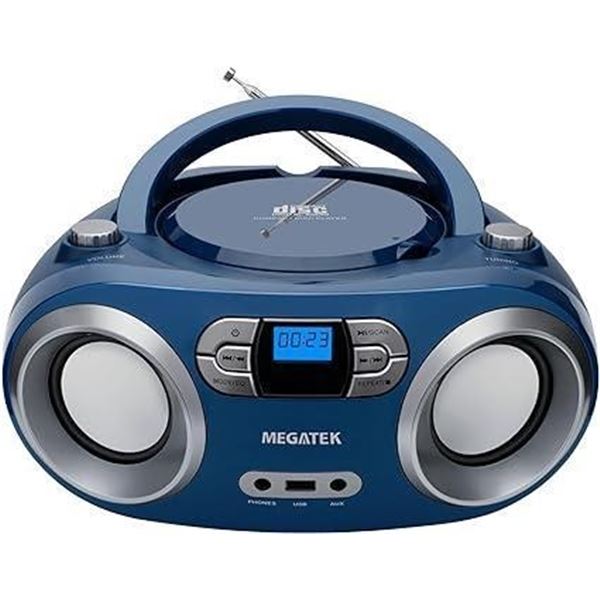 MEGATEK Portable CD Player Boombox with FM Radio, Bluetooth, and USB Port | Clear Stereo Sound | CD-