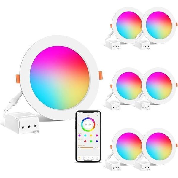 SikSog Smart Recessed Lighting 4 Inch Color Changing 12W LED Downlight, 1000 Lumen Recessed Ceiling 