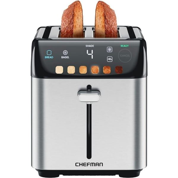 Chefman Smart Touch 2 Slice Digital Toaster, 6 Shade Settings, Stainless Steel Toaster 2 Slice with 
