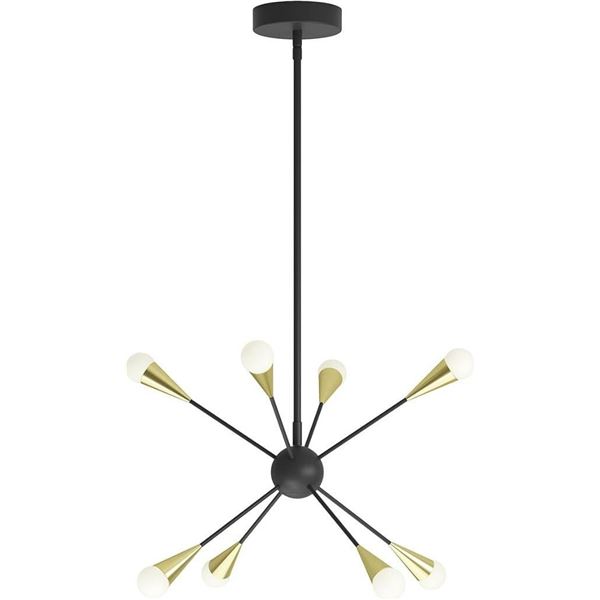 artika Wayden 21W LED Integrated Sputnik Pendant Light Fixture, Black and Gold Ideal for Dining Room