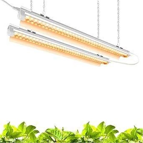 Monios-L T8 LED Grow Light 2FT, 48W(2×24W) High Output Plant Grow Light Strip, Full Spectrum Sunligh