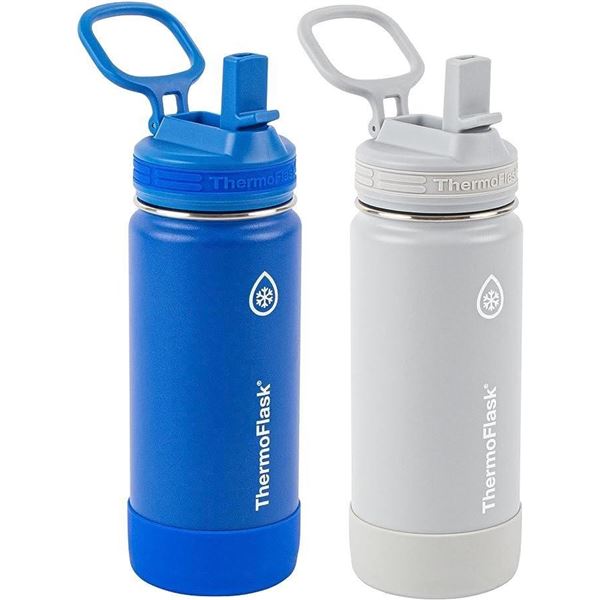 ThermoFlask Double Wall Vacuum Insulated Stainless Steel Water Bottles, 0.5 Liter / 16 Ounce, Bluebe