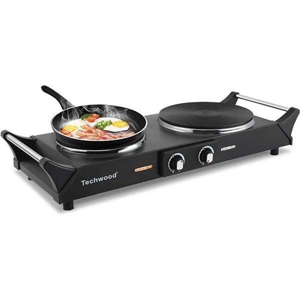Techwood 1800W Hot Plate Portable Electric Stove Countertop Double Burner with Adjustable Temperatur
