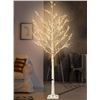 Image 1 : 6FT Lighted Birch Tree with 160 LEDs Warm White Lights, 8 Flash Modes Faux Tree for Indoor Outdoor S