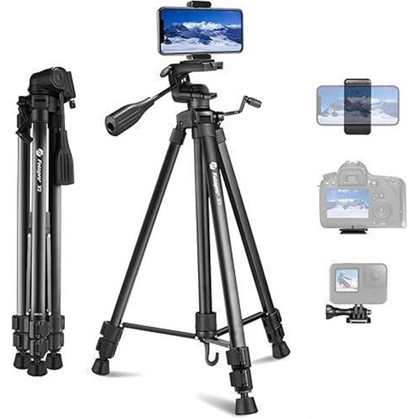 Fotopro Tripod for Camera, 61" Compact Portable Lightweight Phone Tripod, Travel Tripod and Phone Mo