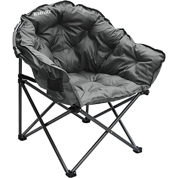 Sofa Chair Oversized Heavy Duty Steel Folding Camping Moon Saucer Chair with Carry Bag for Hiking, C