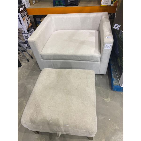 2 Piece Fabric Chair with Ottoman w/Storage Space