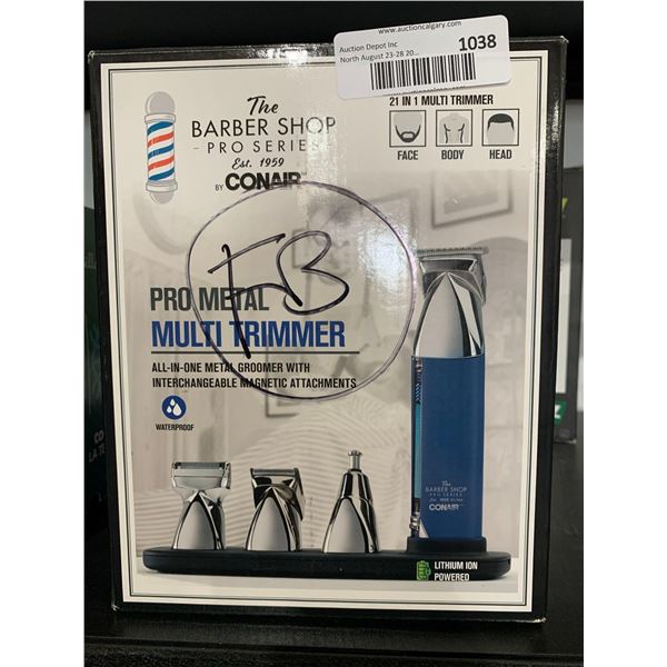 The Barber Shoppe Pro Metal Multi Trimmer All in One Metal Groomer With Interchangable Magnetic Atta