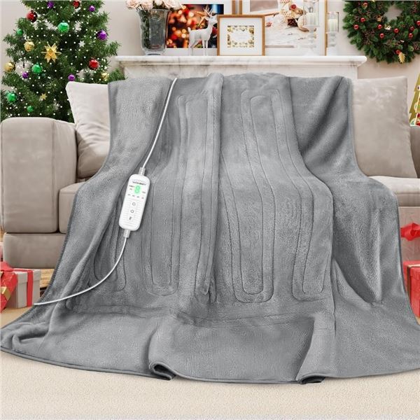 Electric Blanket Heated Blanket Throw - 50" x 60" Double Side Flannel Heating Blanket with 9 Heat Se