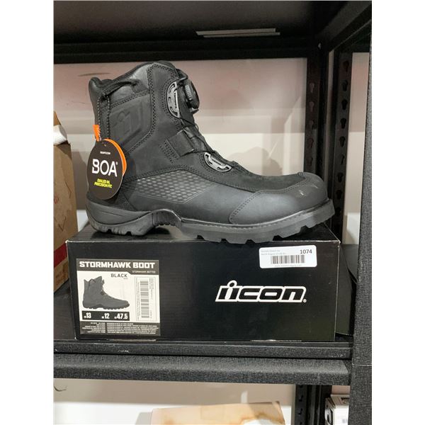 Icon Stormhawk Waterproof Mens Motorcycle Boots SIZE 13 BLACK